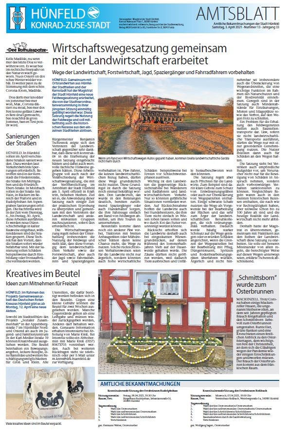 Amtsblatt vom 3. April 2021
